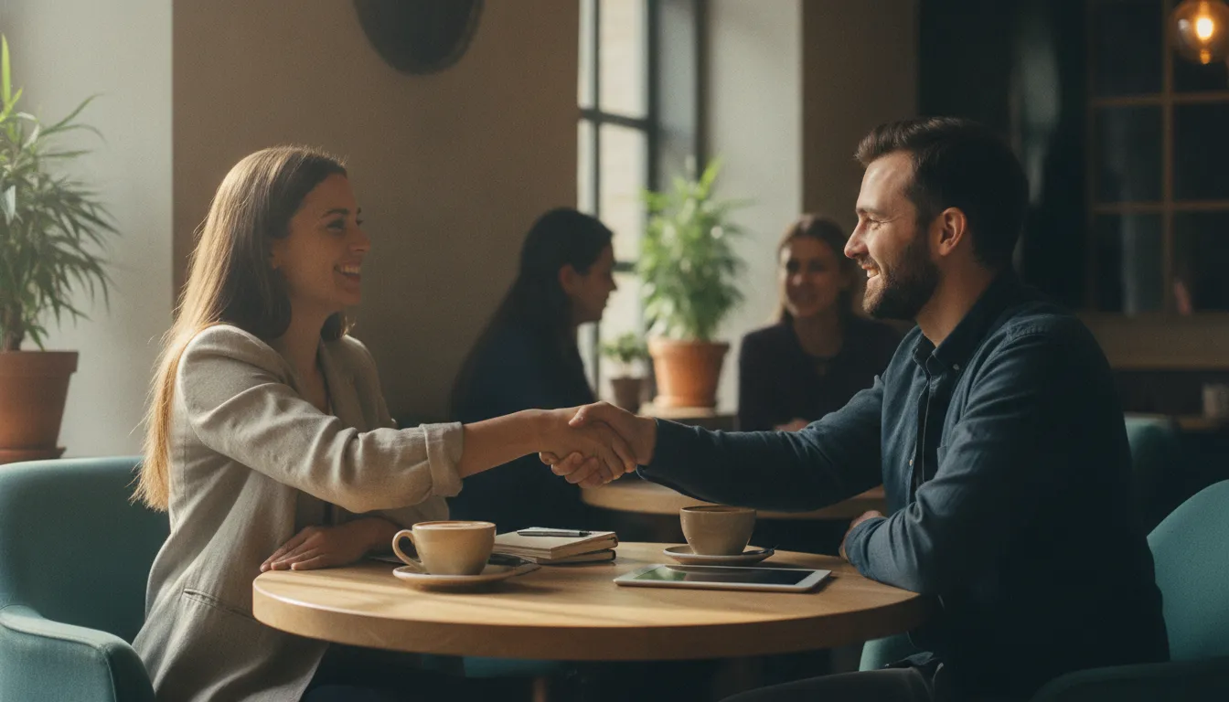 A seller and broker reviewing diligence materials together